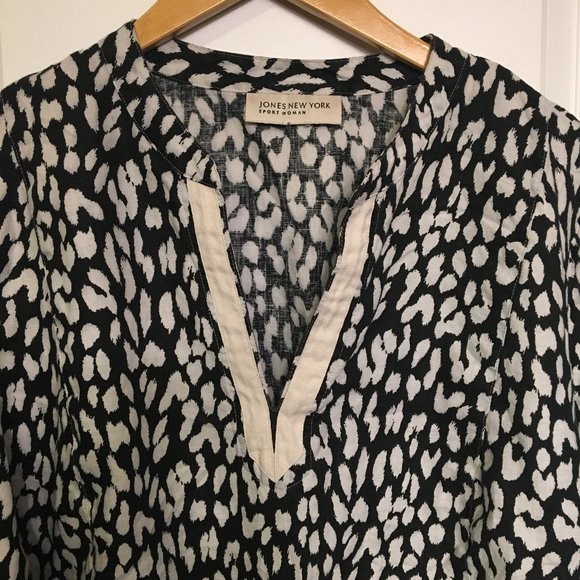 Jones New York Sport Woman Leopard Print Linen Tunic Top L - Picture 4 of 9